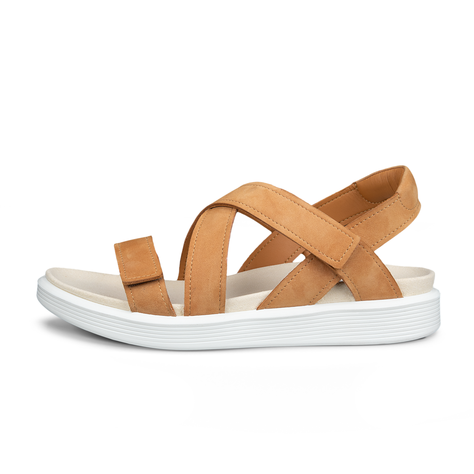 ECCO Soft Sandal cross strap women lion tan side 238813