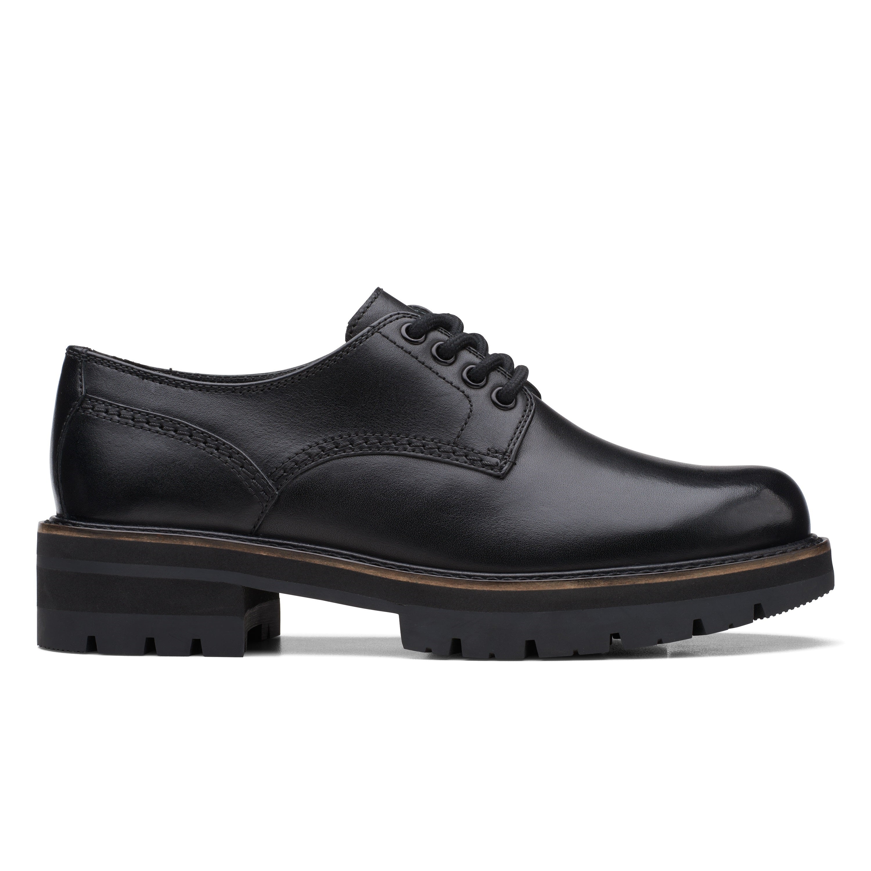 Orianna Derby chunky derby shoe women Clarks black leather side