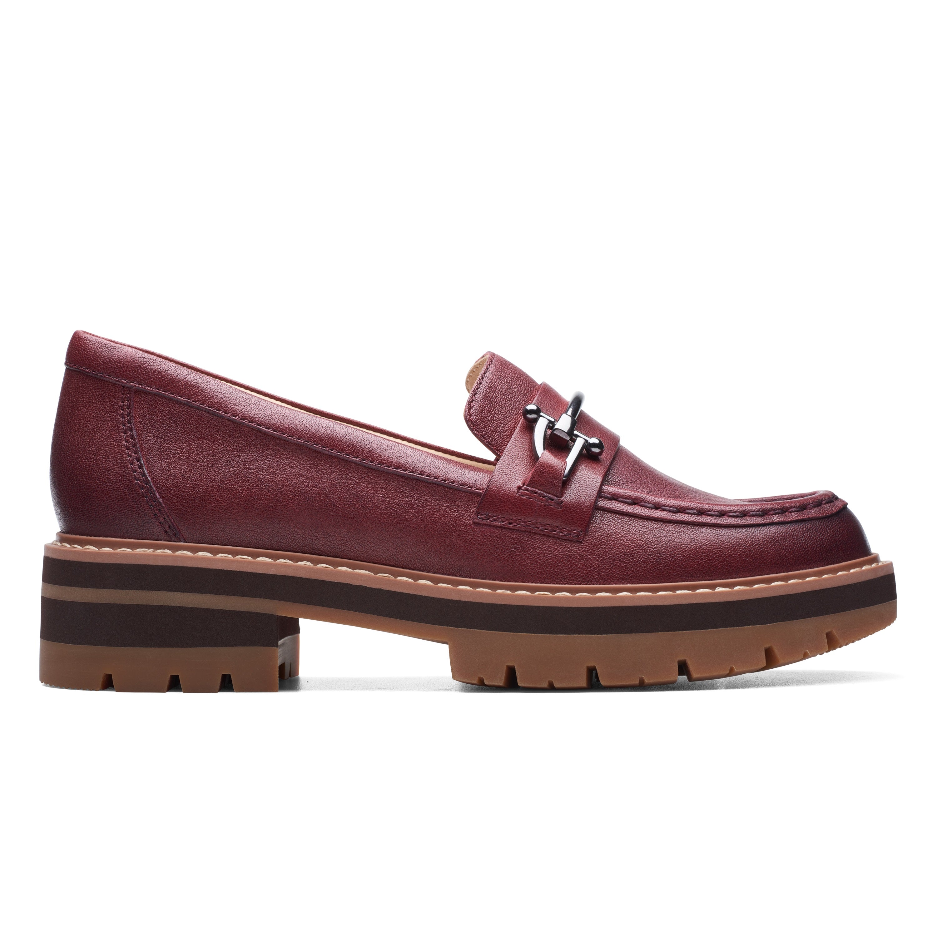 Orianna Bit chunky loafer Clarks women burgundy side