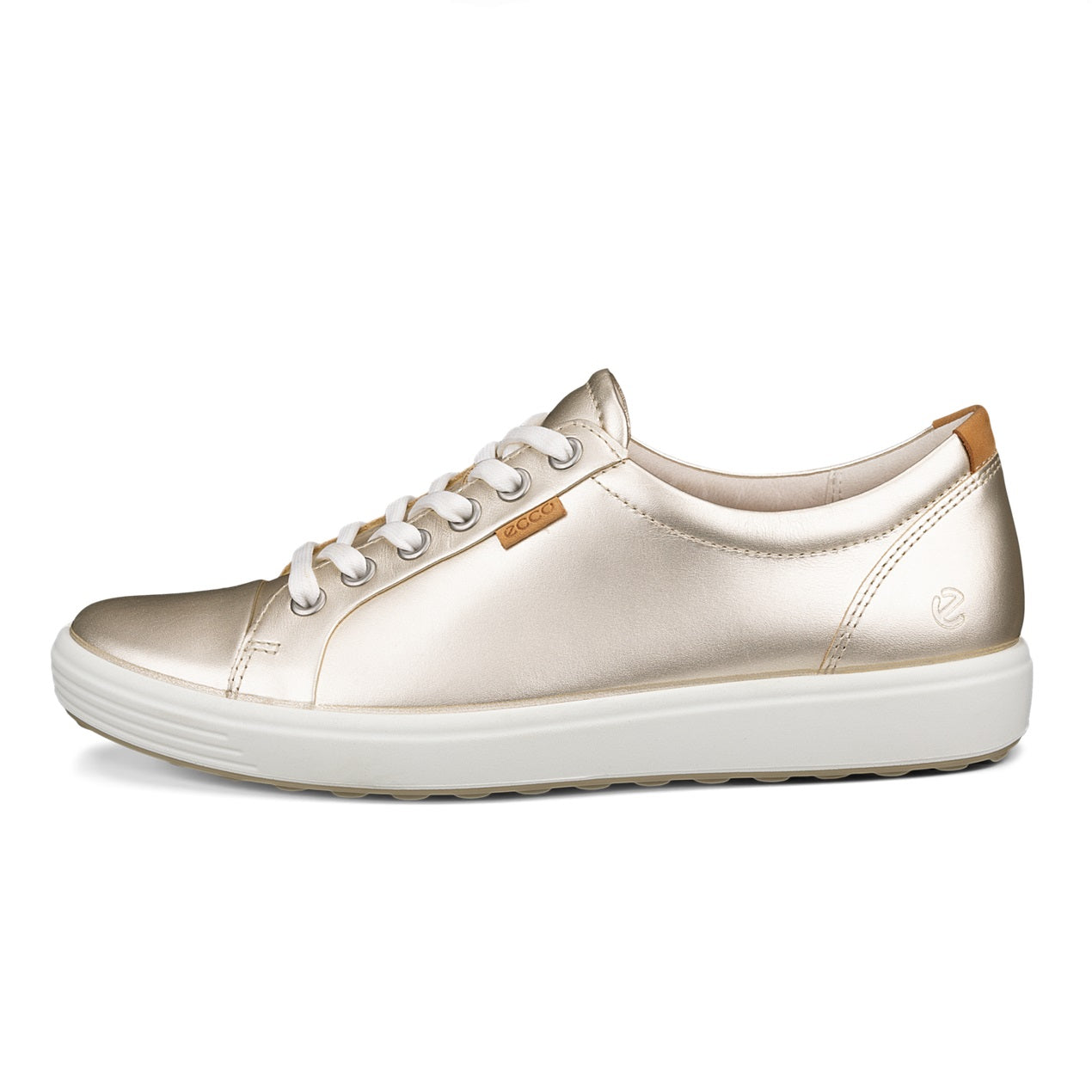 ecco soft 7 sneaker shoe women pure white gold side 430003
