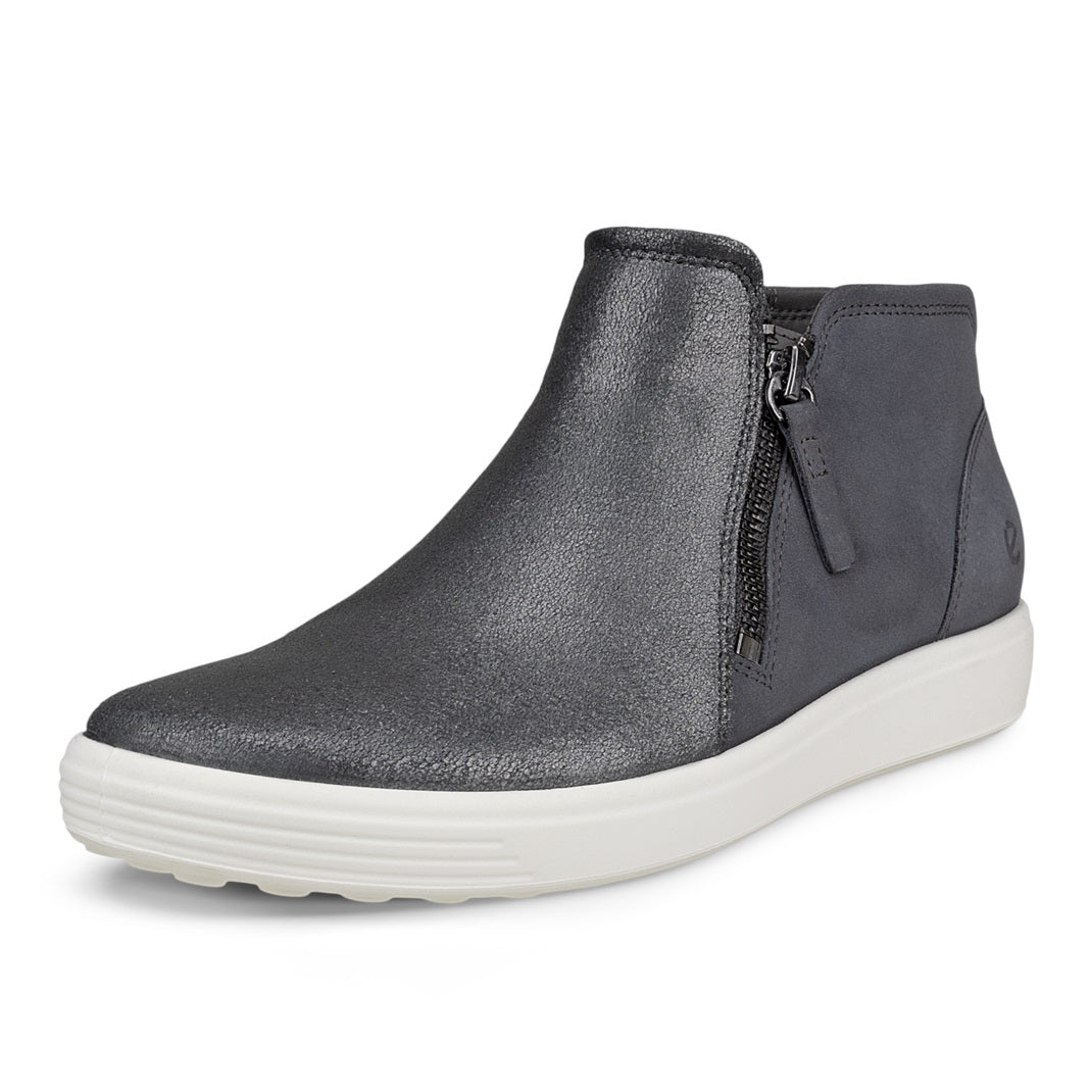 ecco soft 7 mid zip women sneaker silver heavy charcoal 430243