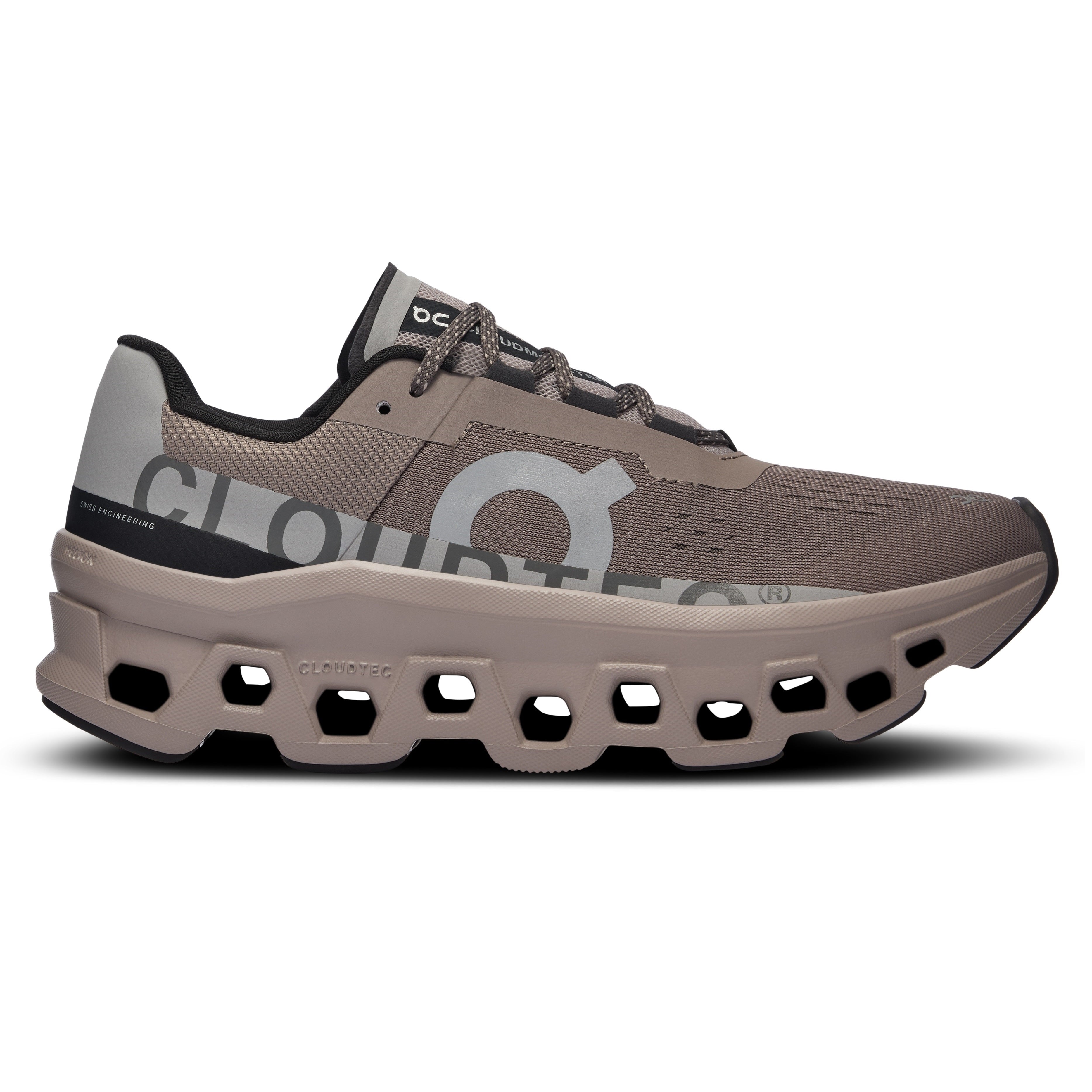 Cloudmonster running shoe On women cinder fog grey side 61.97729