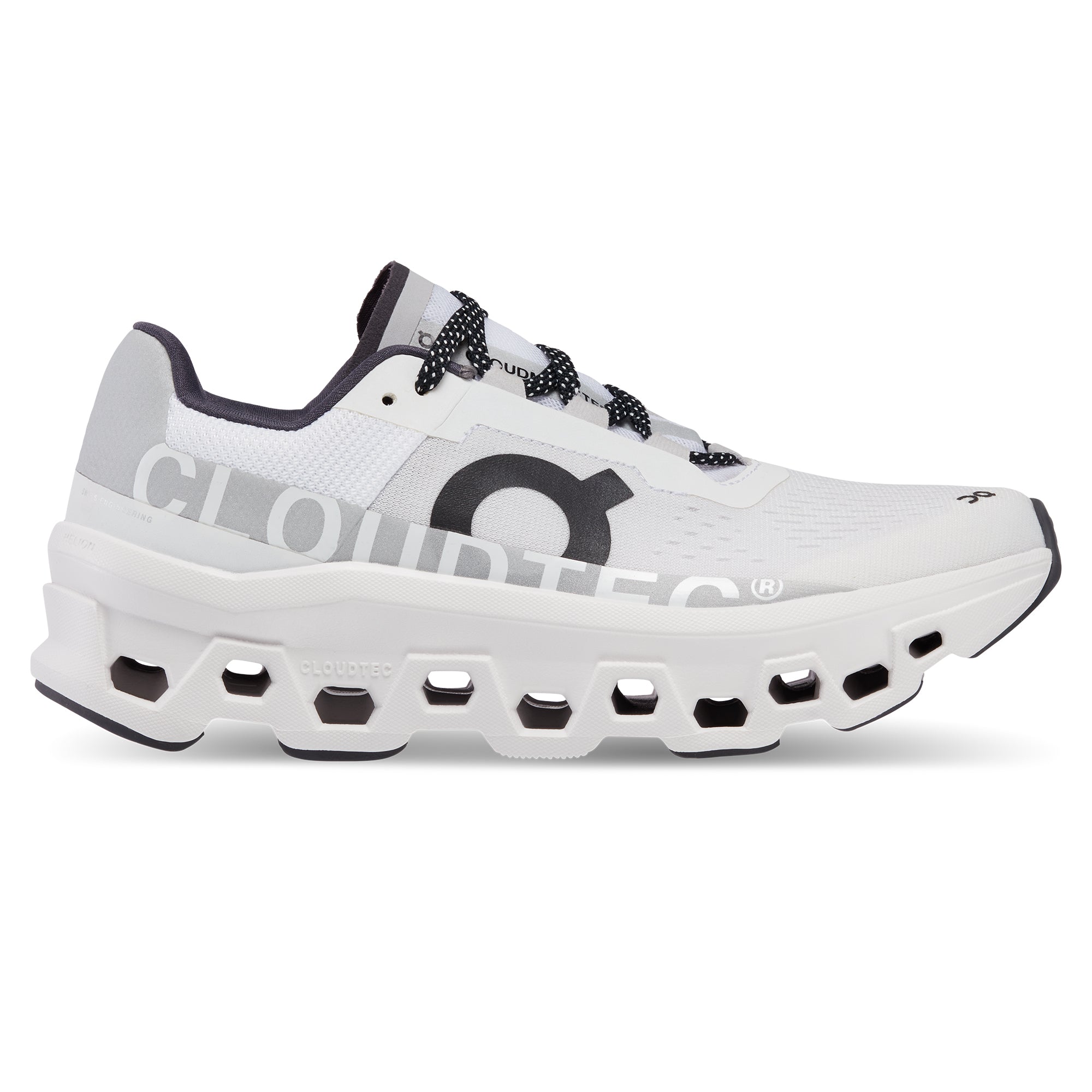 Cloudmonster running shoe On women all white side 61.98433