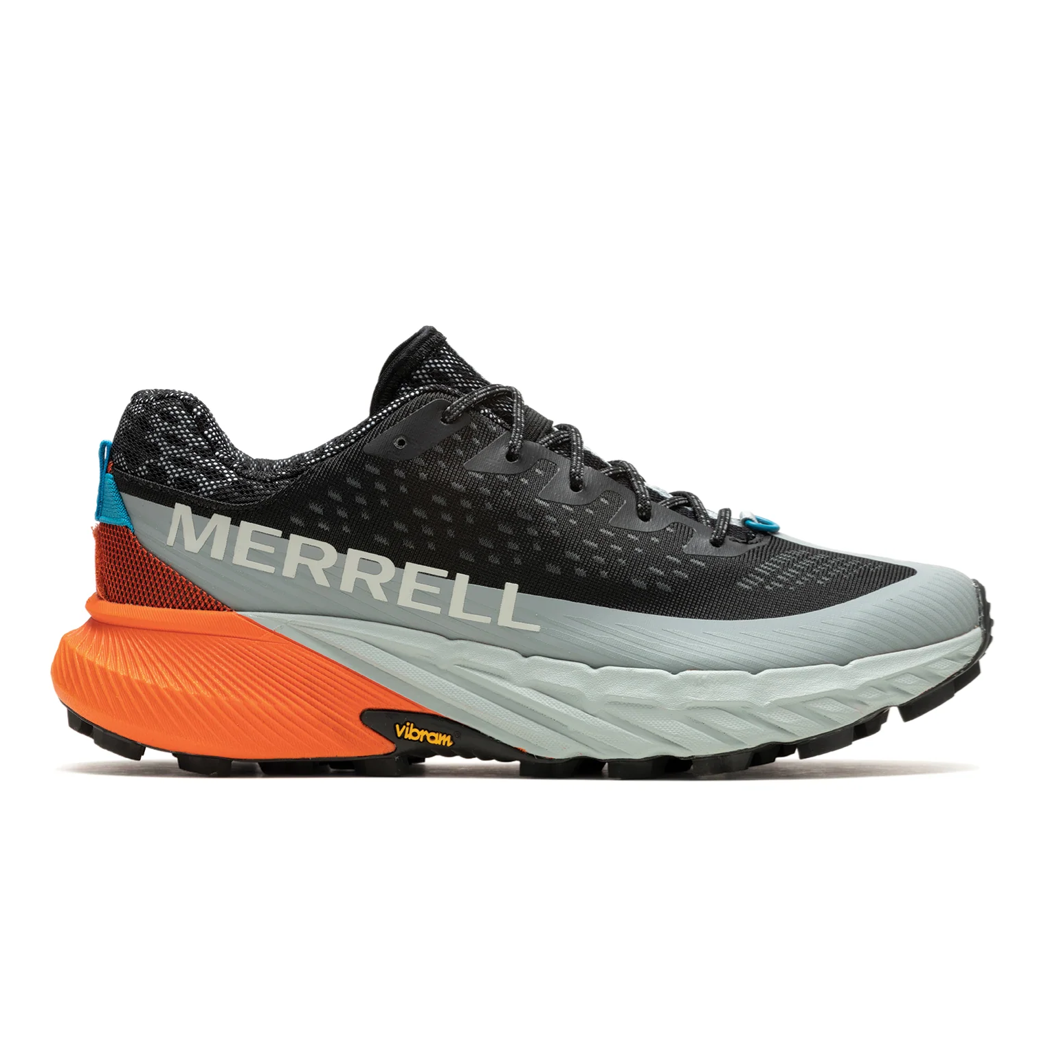 Agility Peak 5 trail running shoe Merrell women black tangerine side 068110