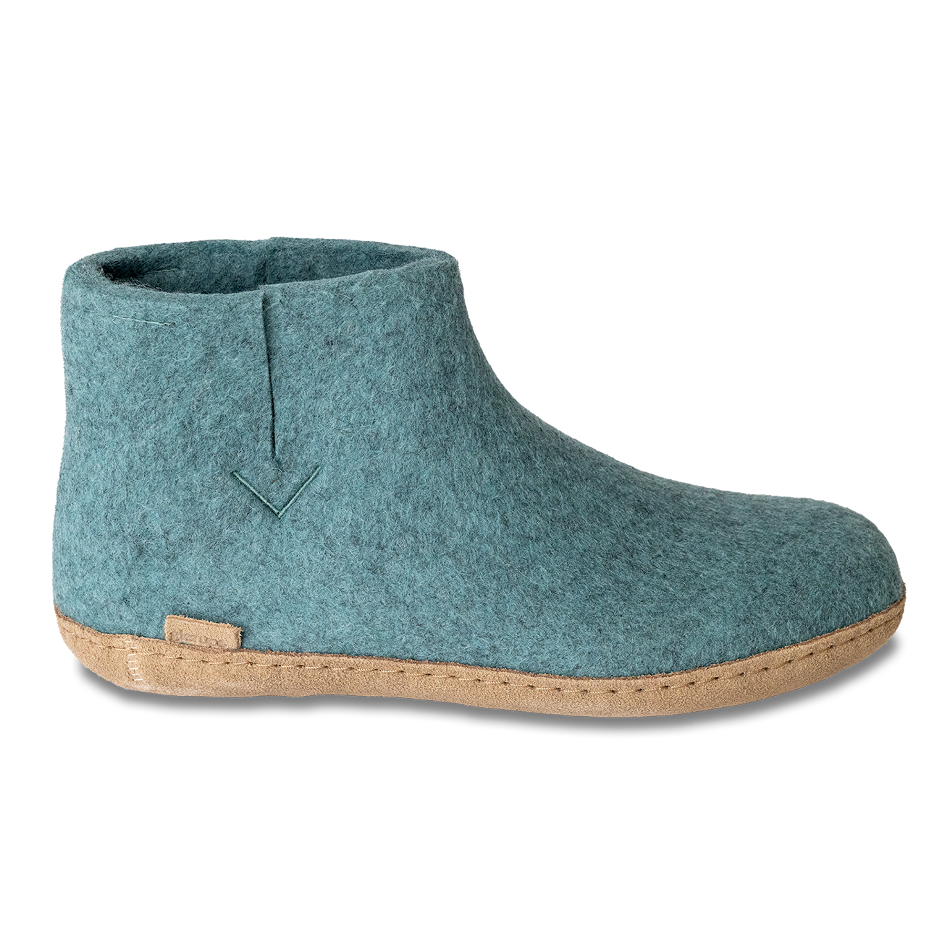 Glerups slipper boot cut suede sole north sea green