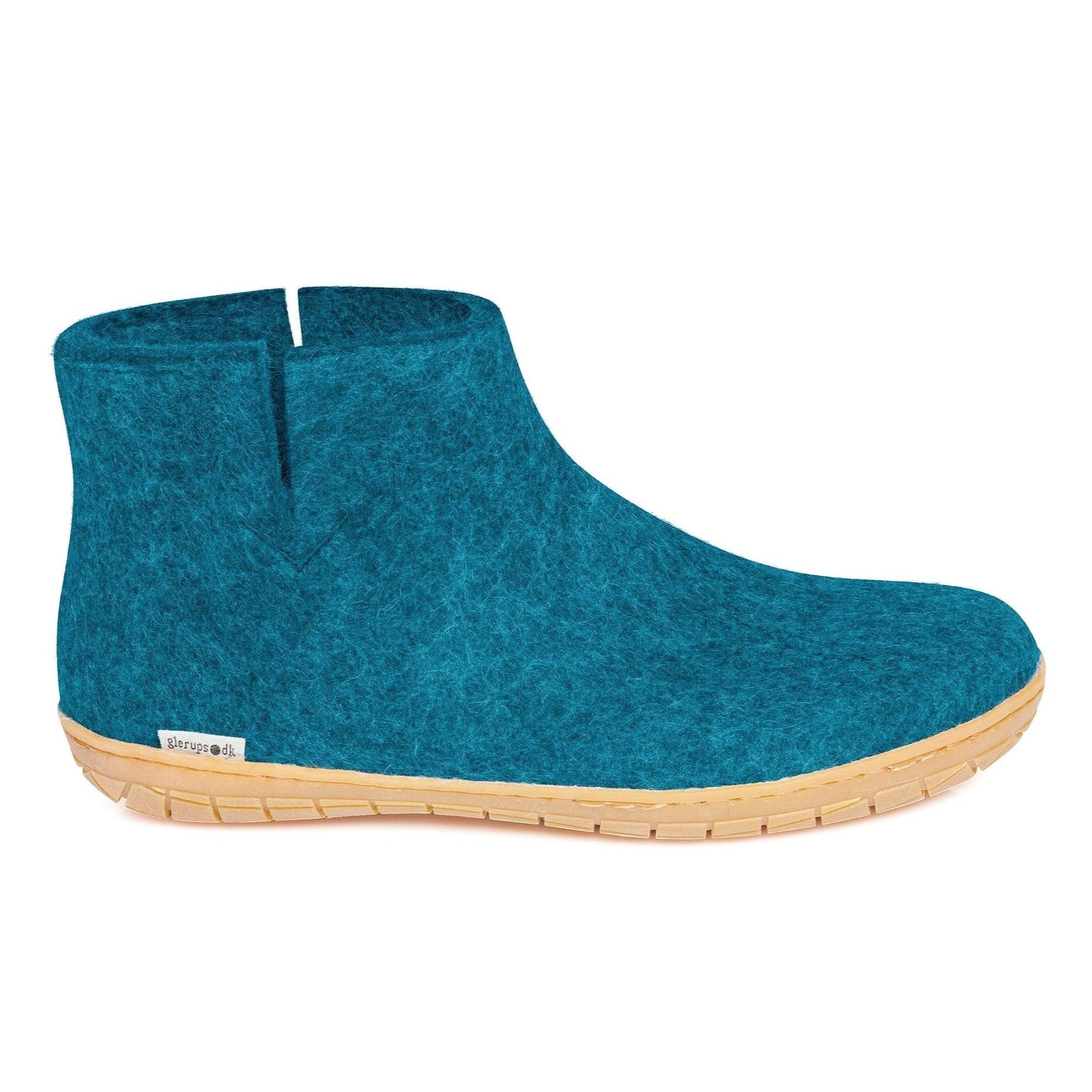 Glerups slipper ankle boot cut rubber sole petrol blue