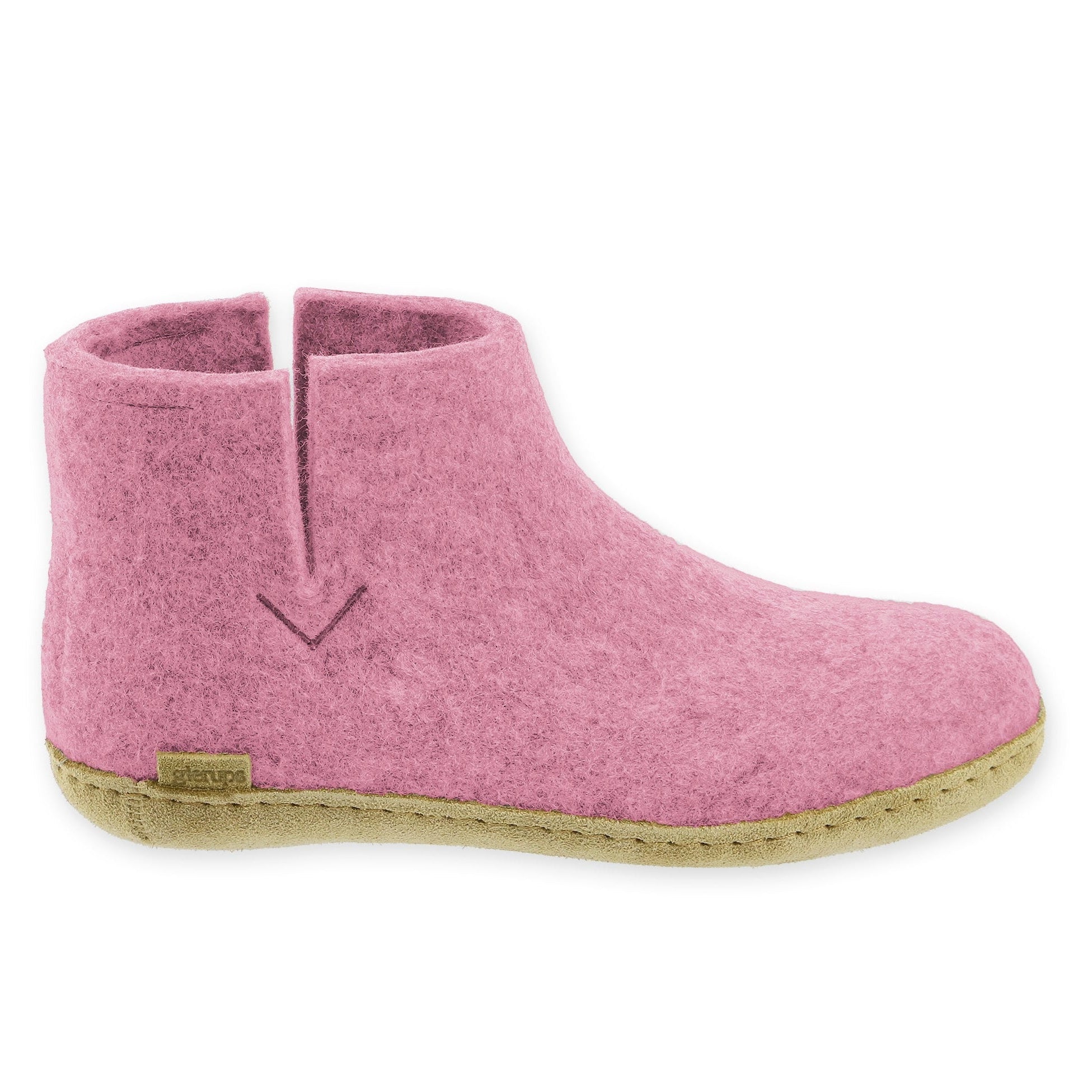 Glerups boot cut suede sole flower pink side