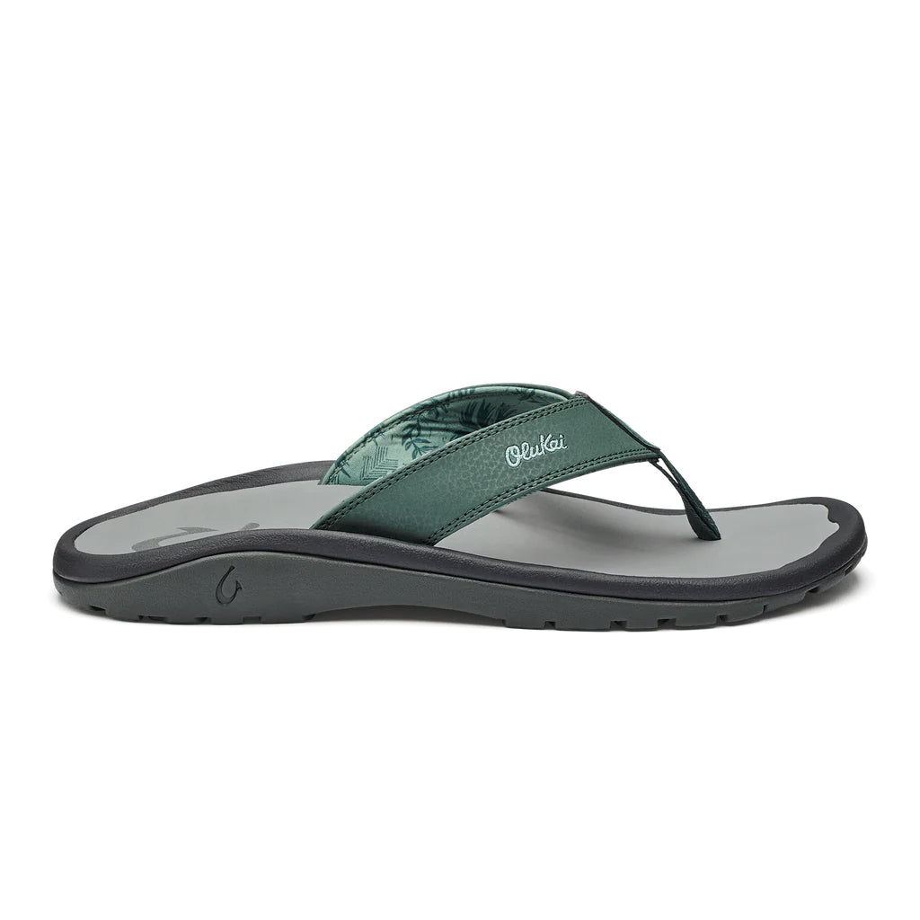 olukai ohana men flip flop sandal star pine green side