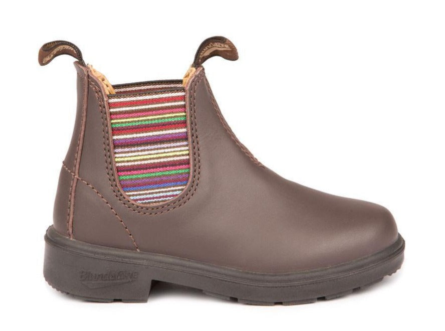 kids blundstone children blunnies 1413 brown striped elastic side