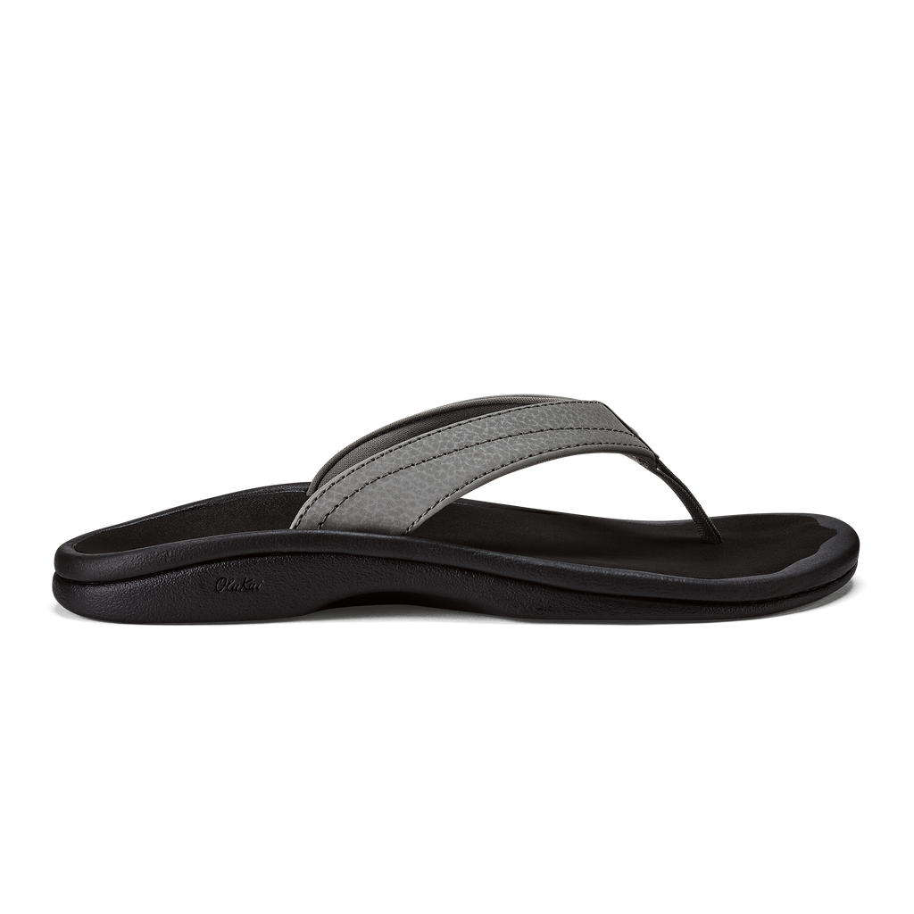 olukai ohana women flip flop sandal side charcoal grey