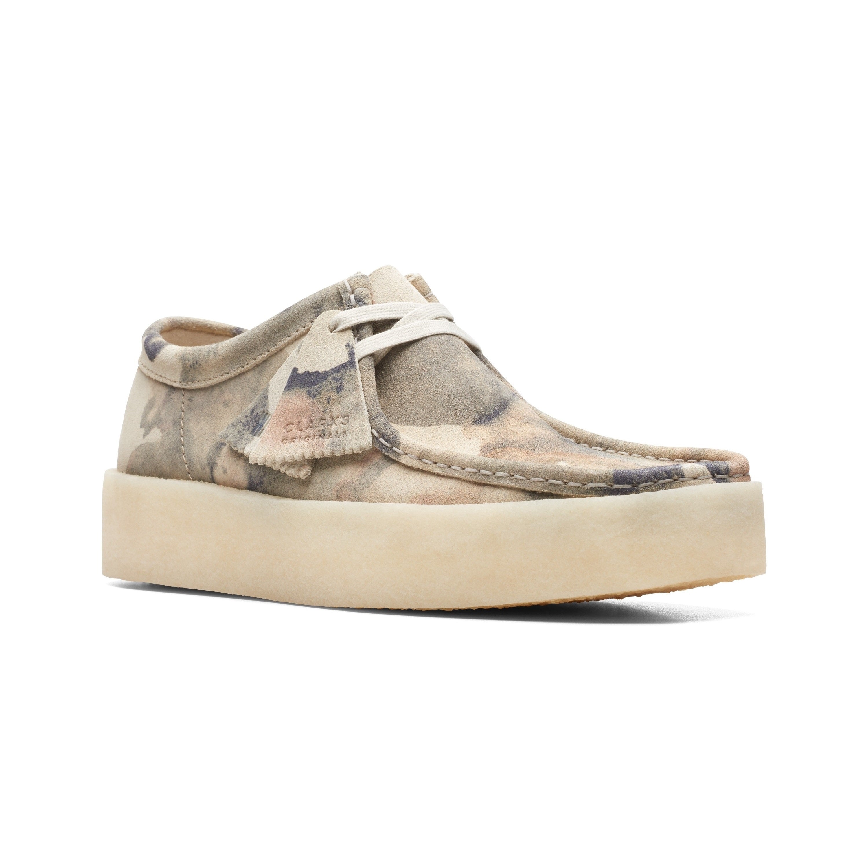 clarks originals men wallabee cup shoe off white camo print