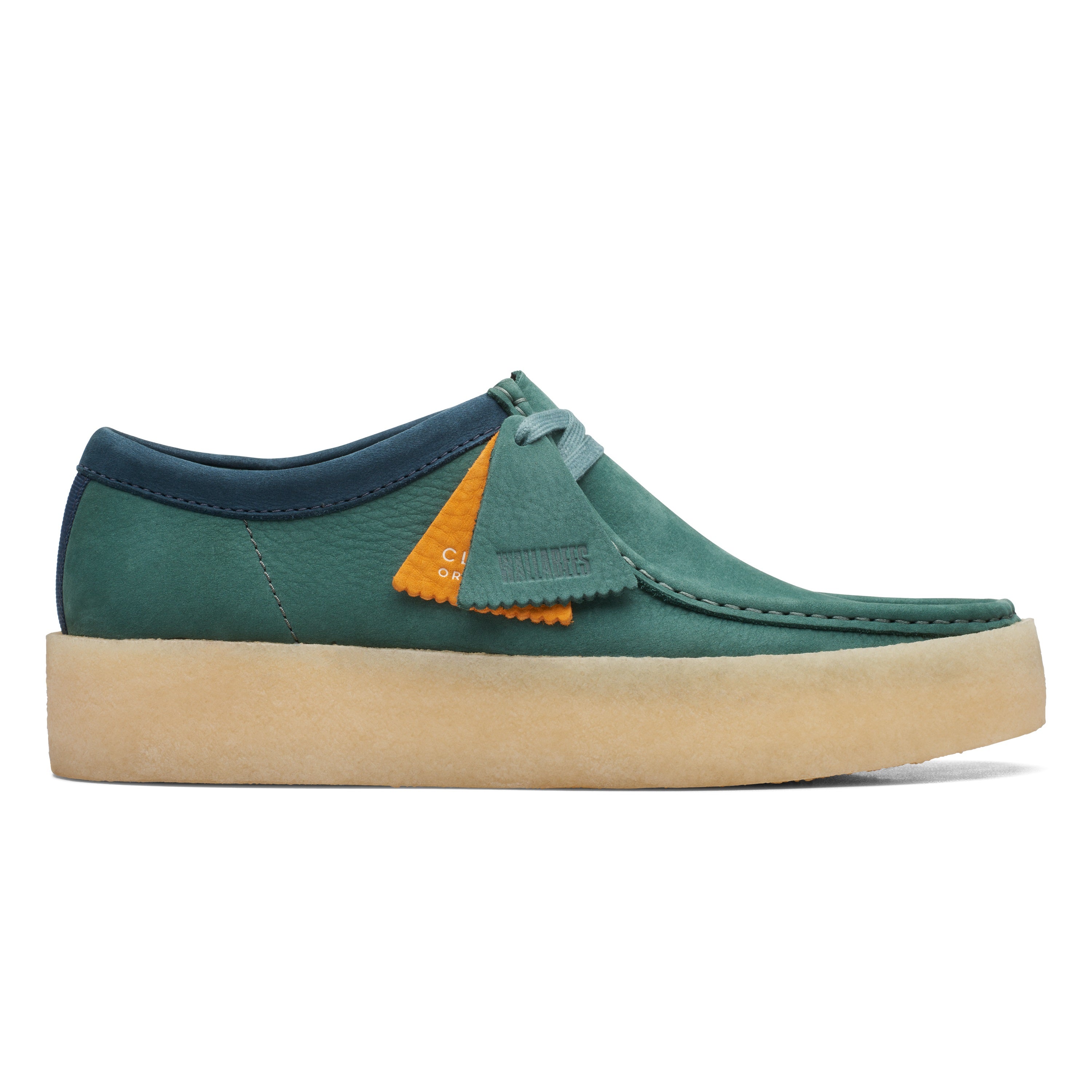 clarks originals men wallabee cup shoe teal nubuck side