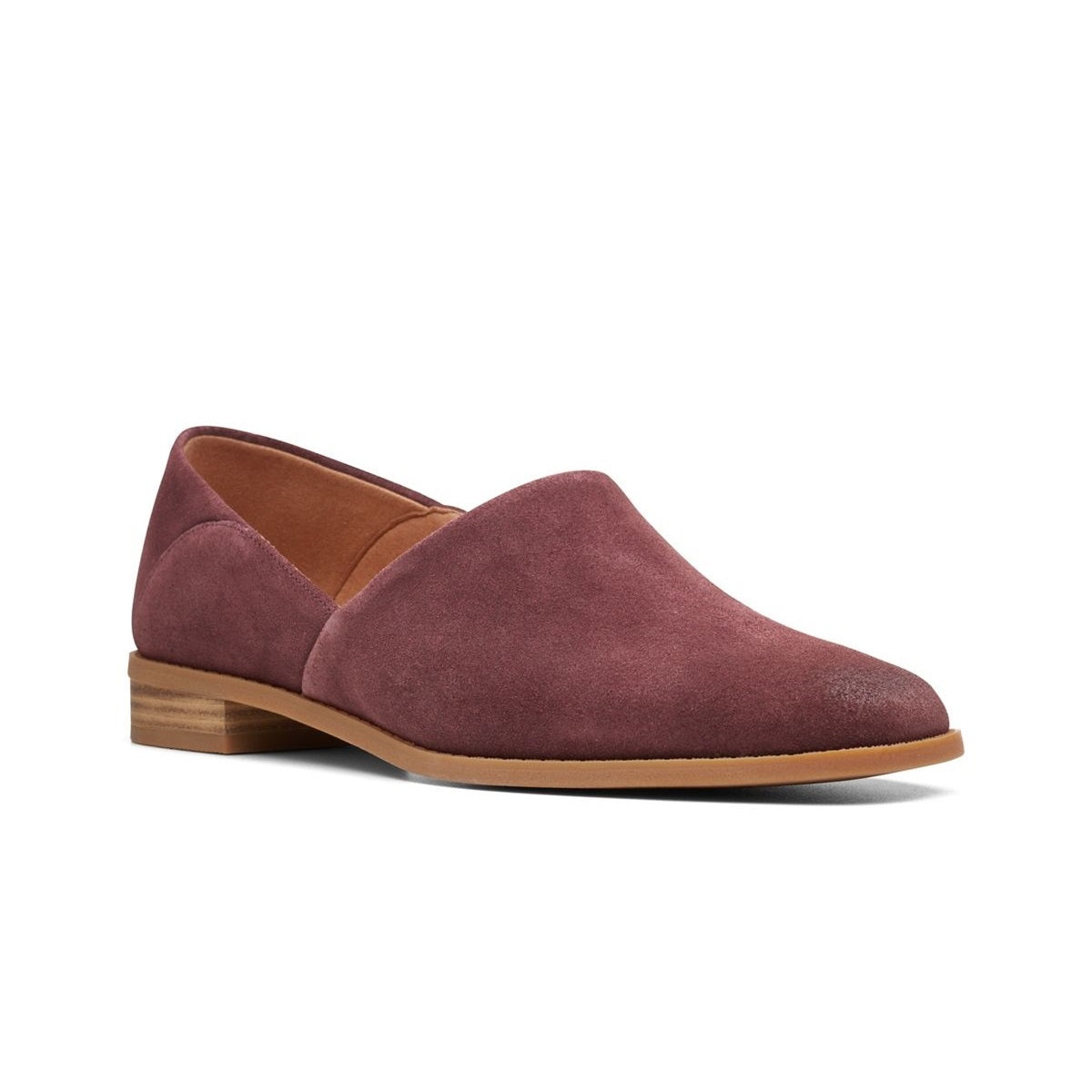 Clarks Pure Belle loafer shoe women burgundy suede