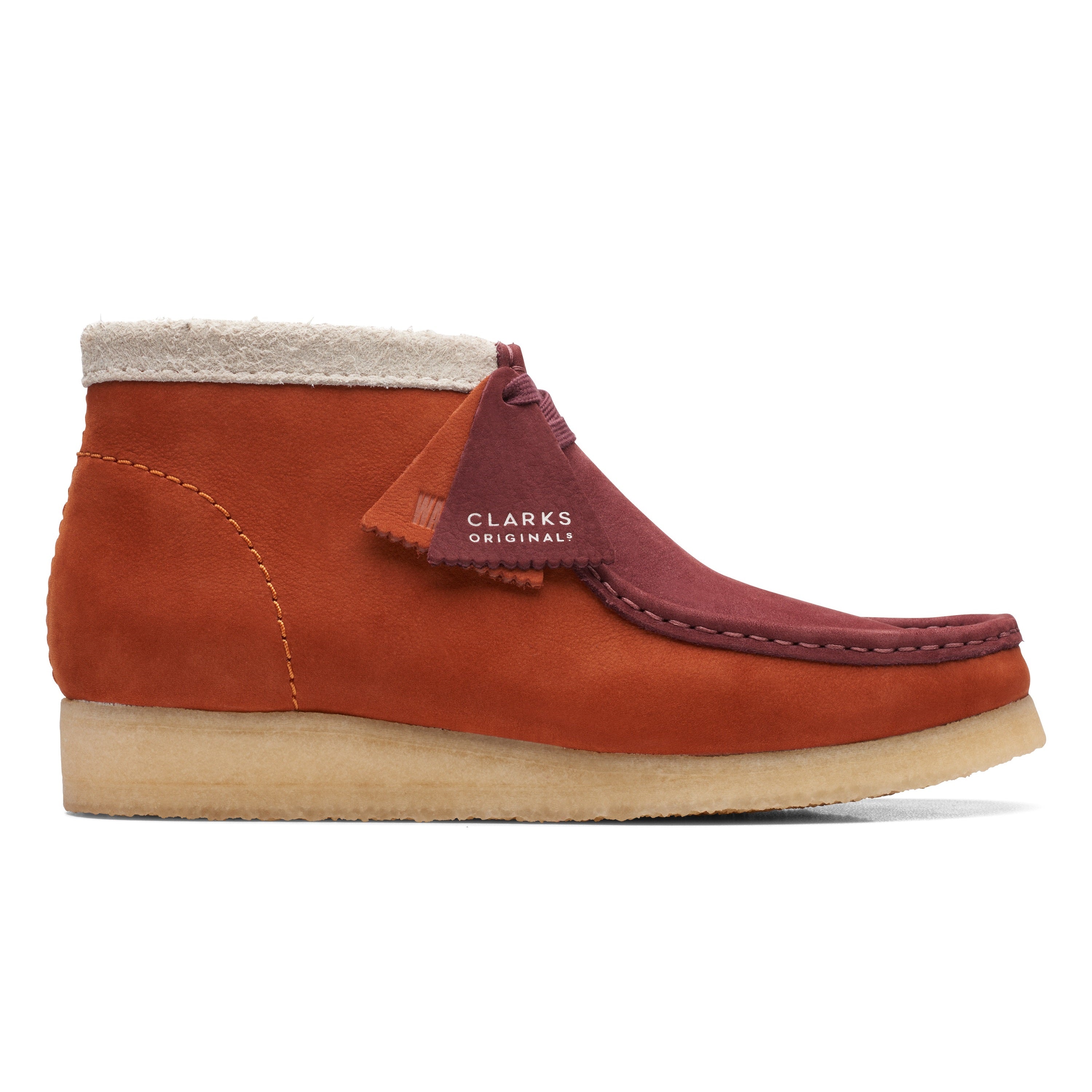 Clarks Originals wallabee boot men's dark orange combination side