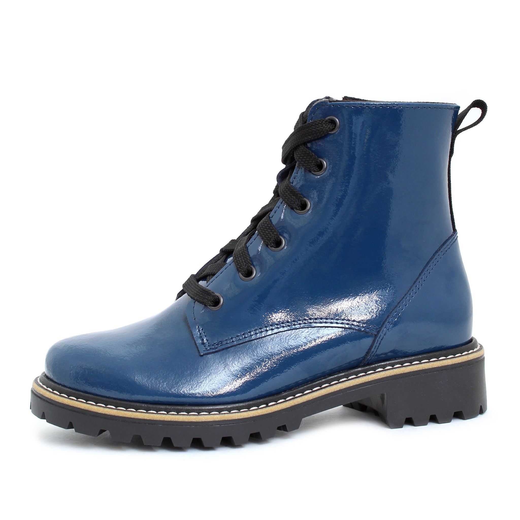 Navy blue patent boots Clearance