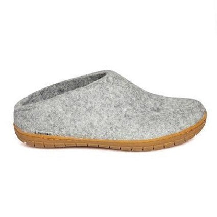 Glerups slipper slip-on rubber sole light grey