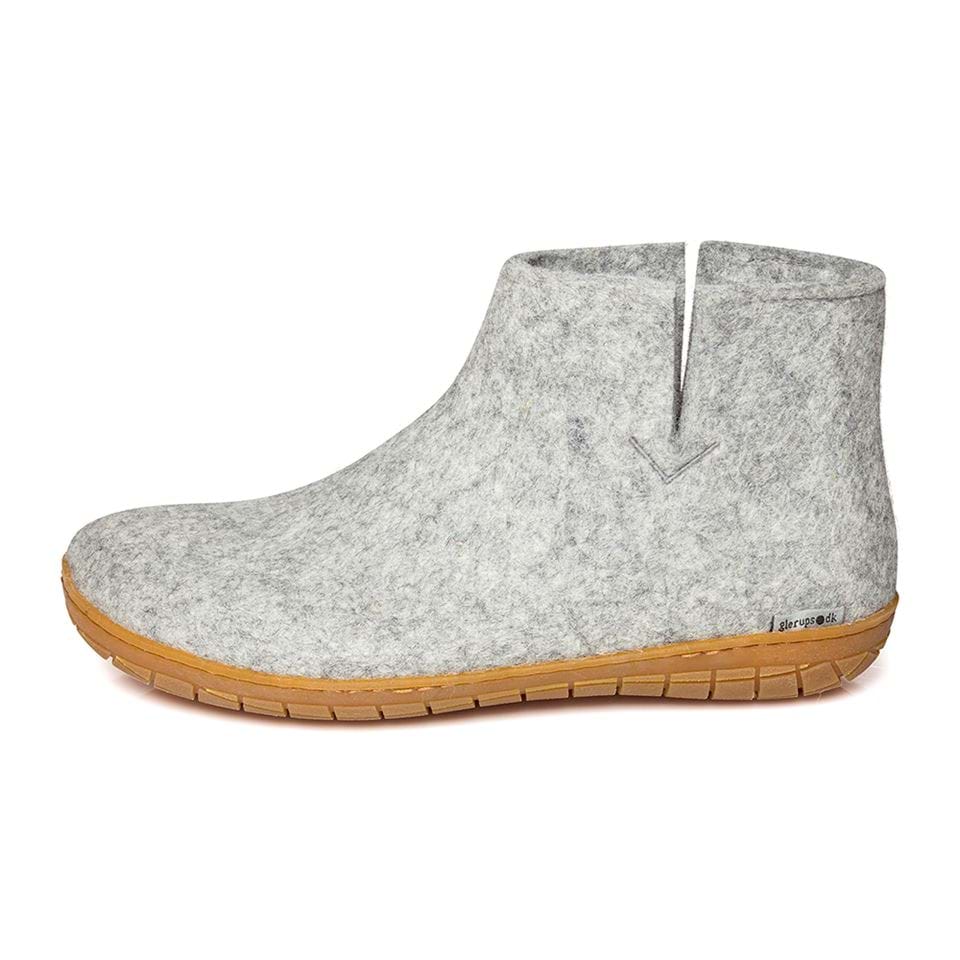 Glerups slipper ankle boot cut rubber sole light grey