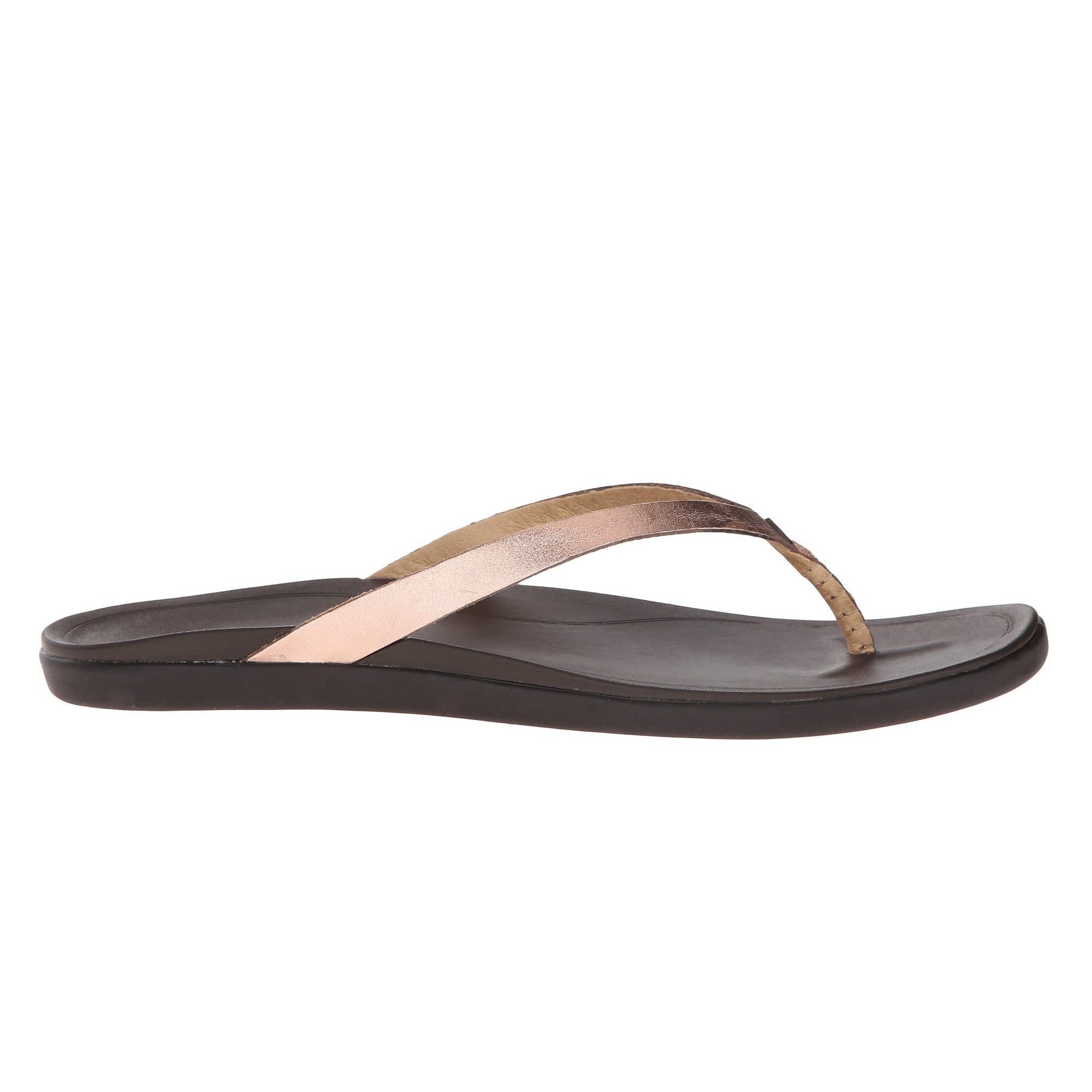 Olukai women flip flop sandal Ho'opio leather copper side