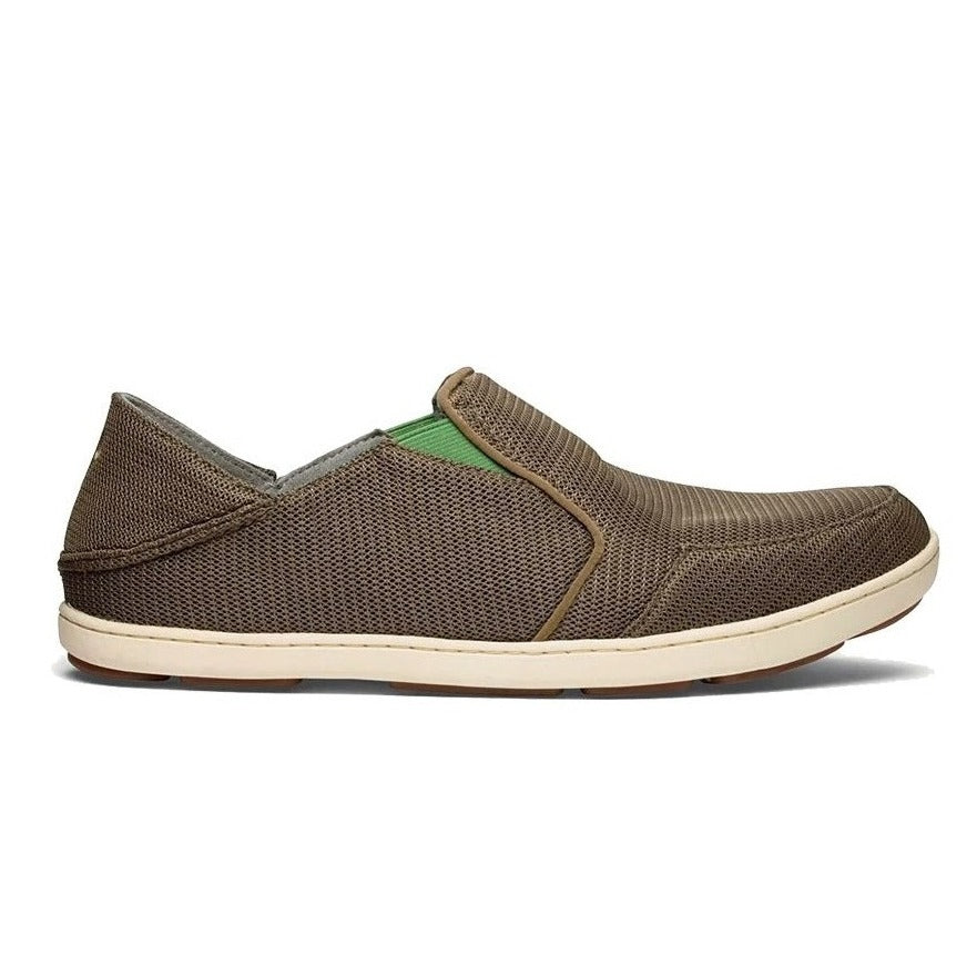 olukai nohea mesh sneaker shoe men's mustang lime green side