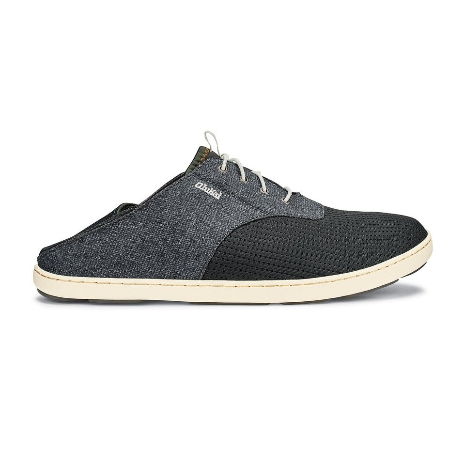 olukai nohea moku sneaker shoe men's dark shadow drop down back