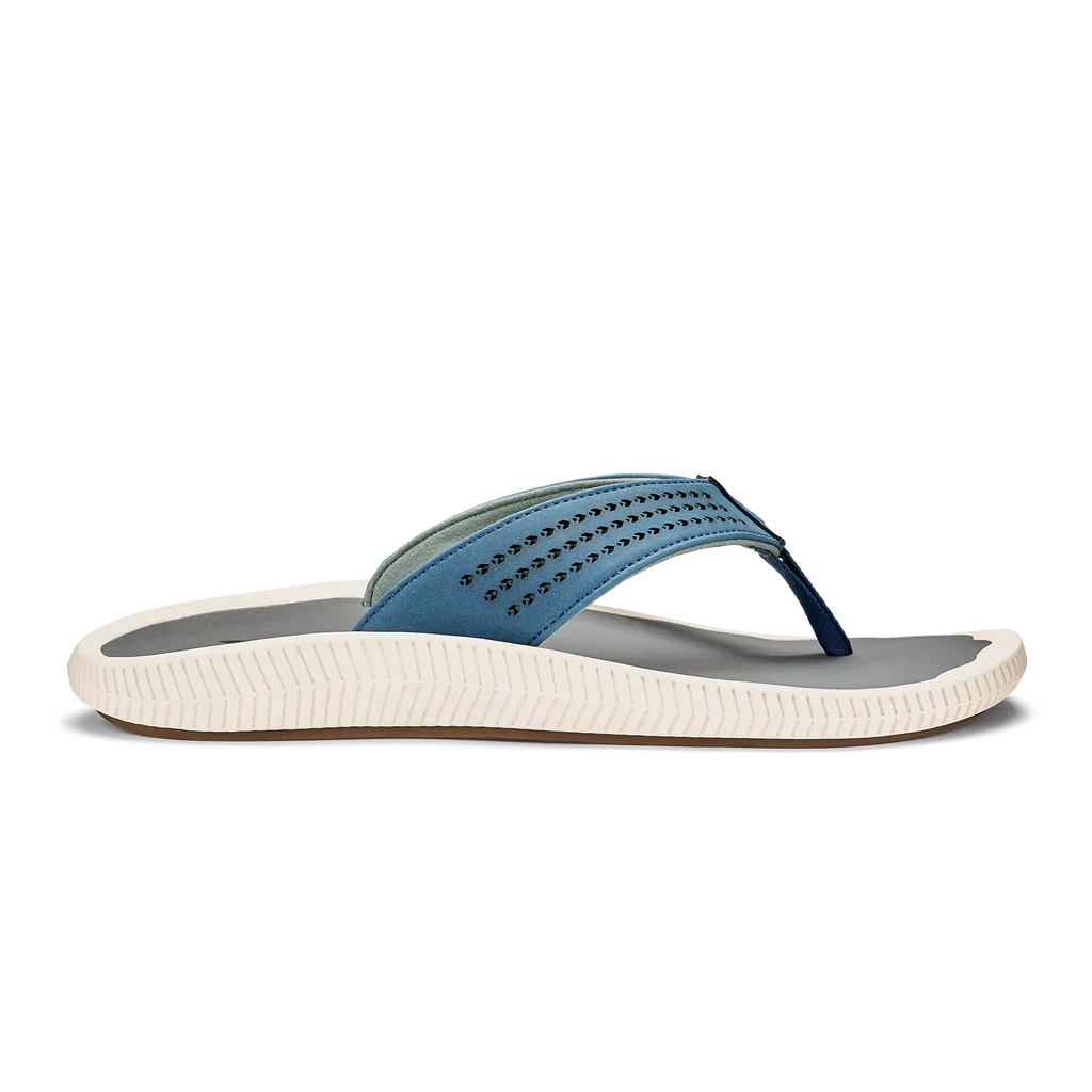 olukai ulele men flip flop sandal slate blue charcoal side