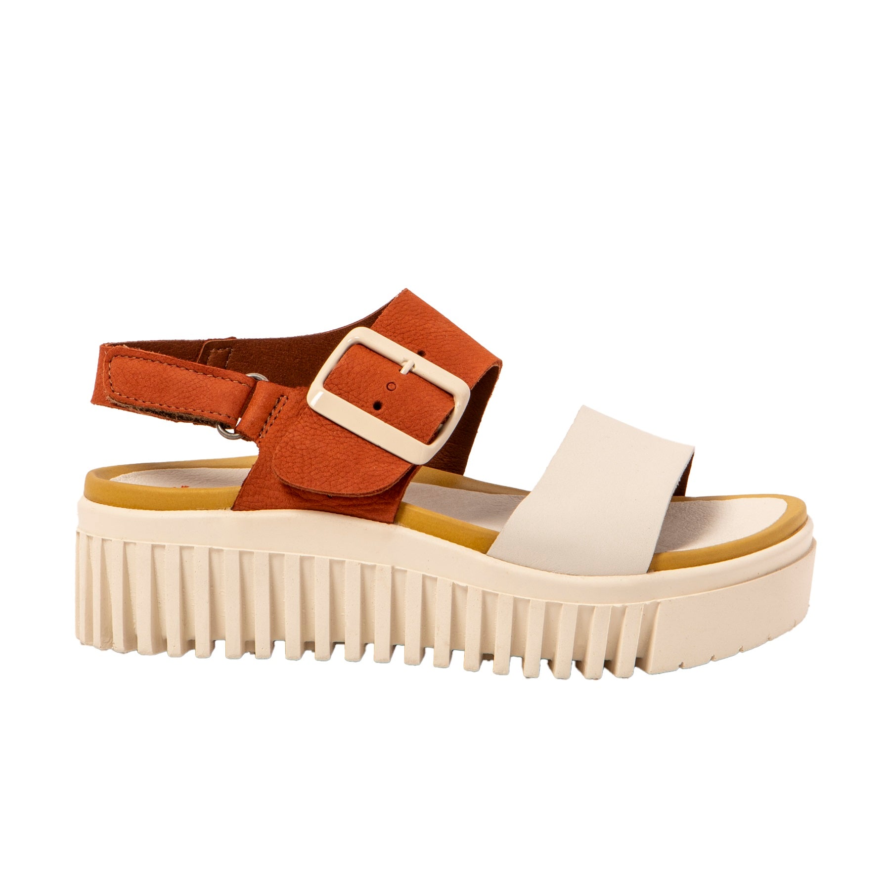 Art women sandal Brighton 1578 wedge dark orange cream side