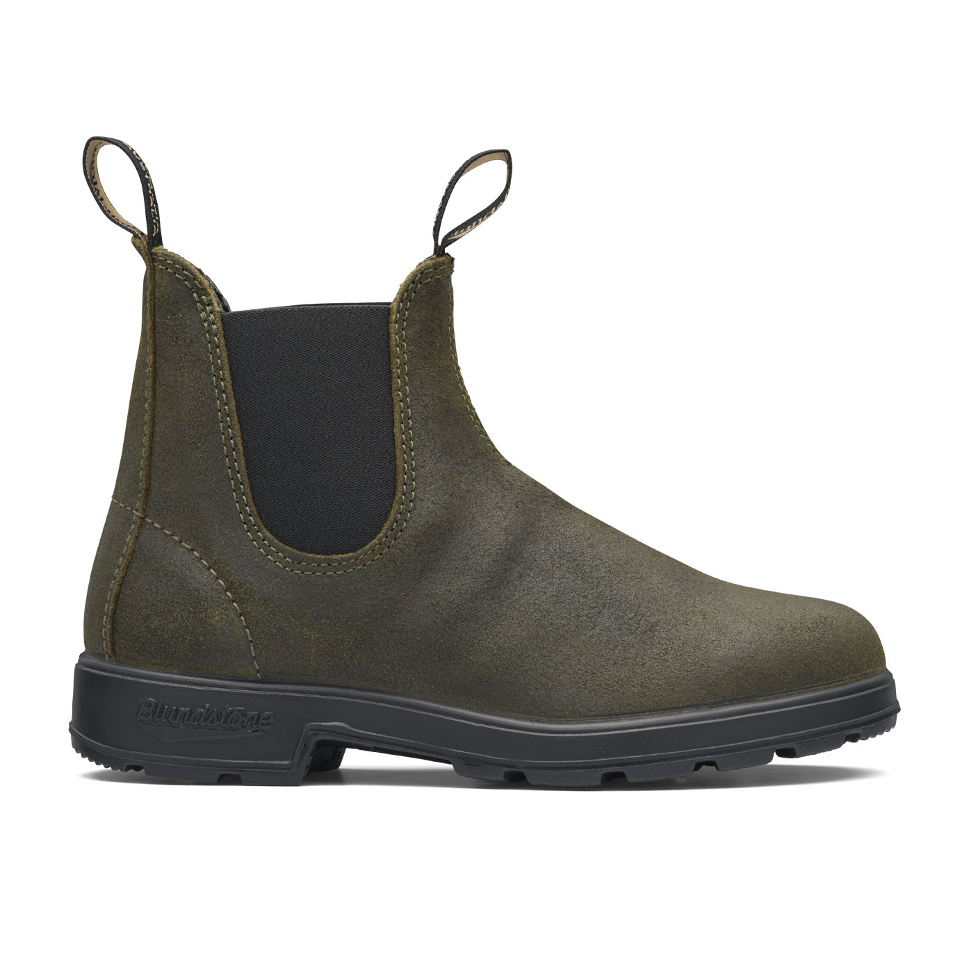 Blundstone #1615 original boot dark olive suede side