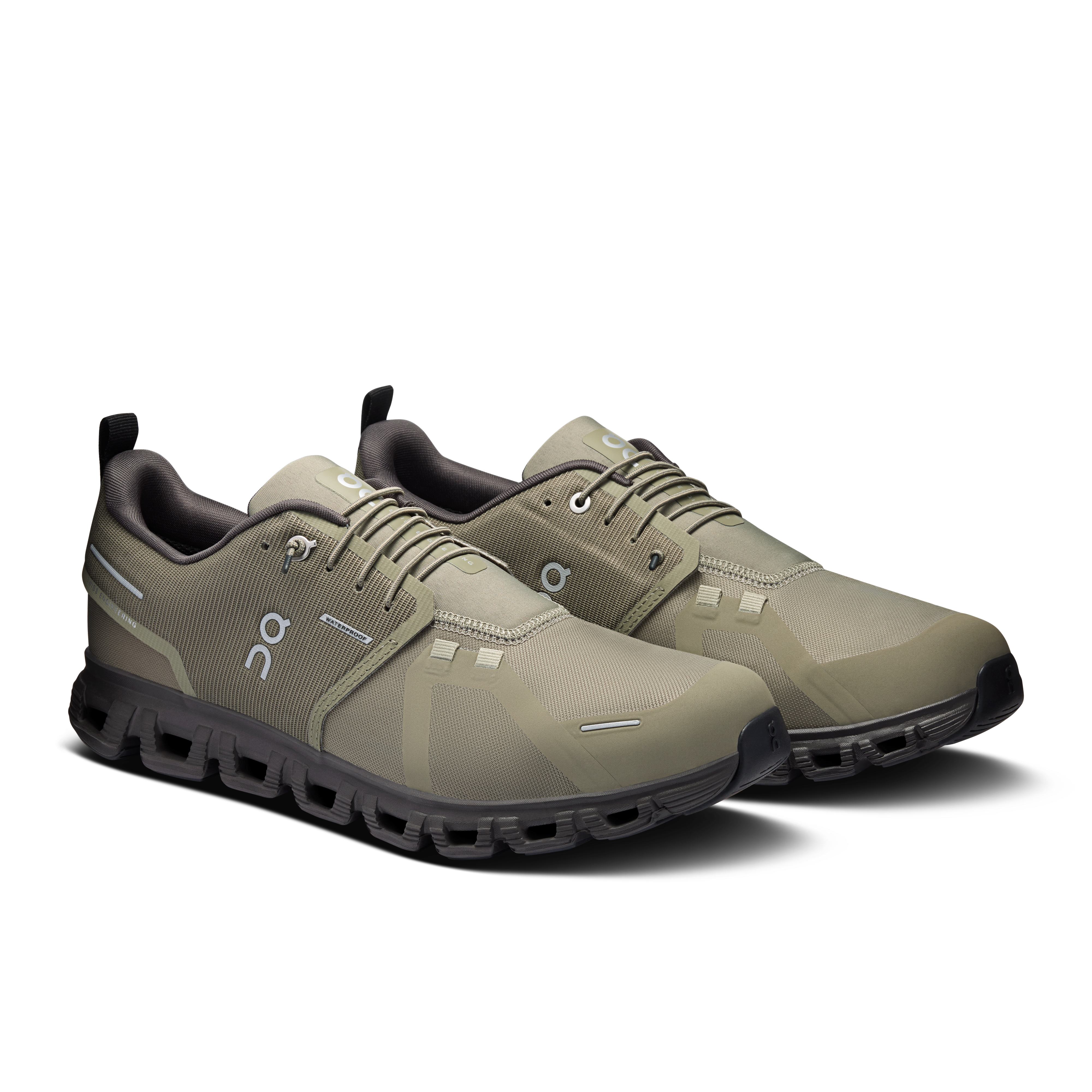 On Cloud 6 waterproof slip-on shoe men olive espresso pair 3MF10065431