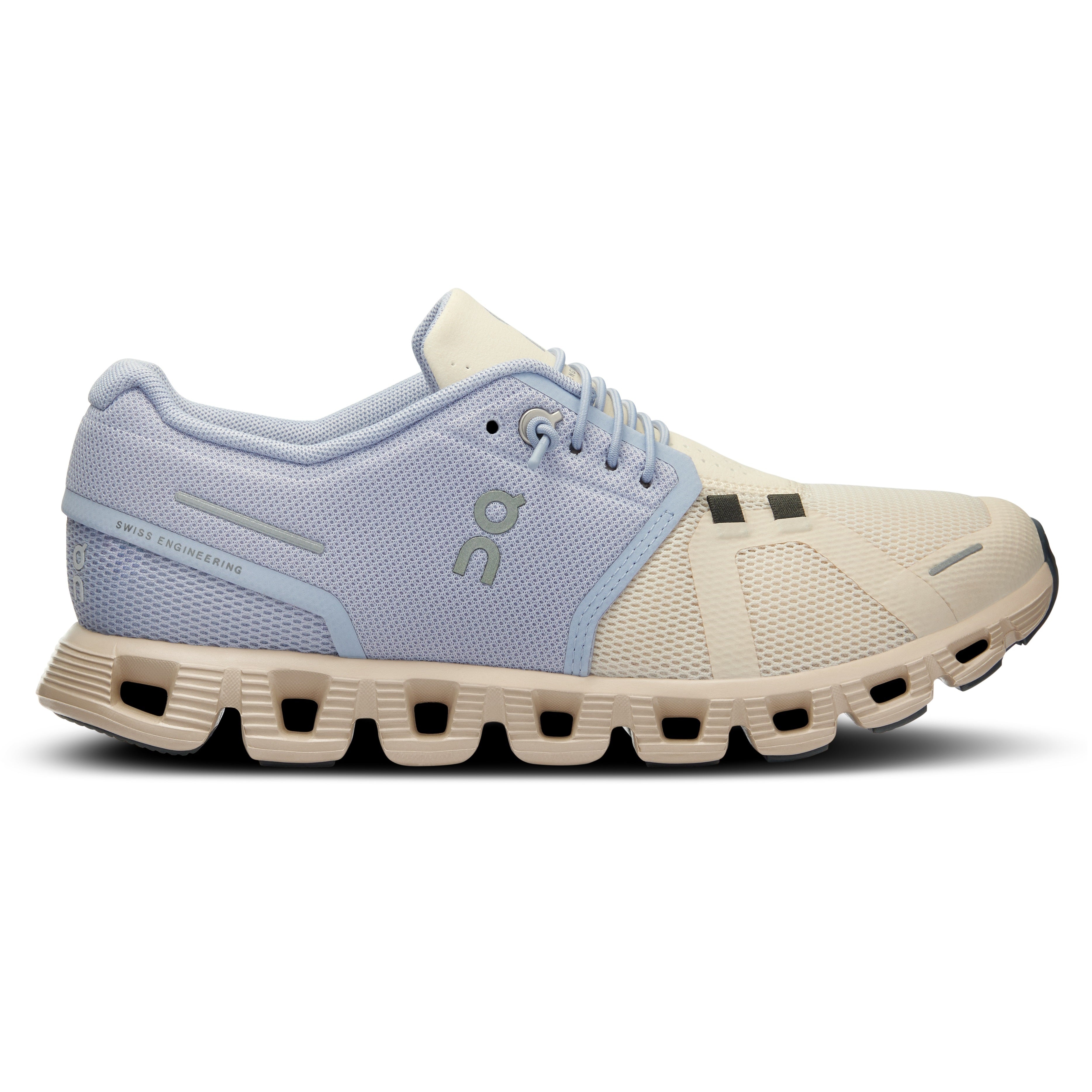 On running Cloud 5 shoe women nimbus moon blue beige side 59.98015