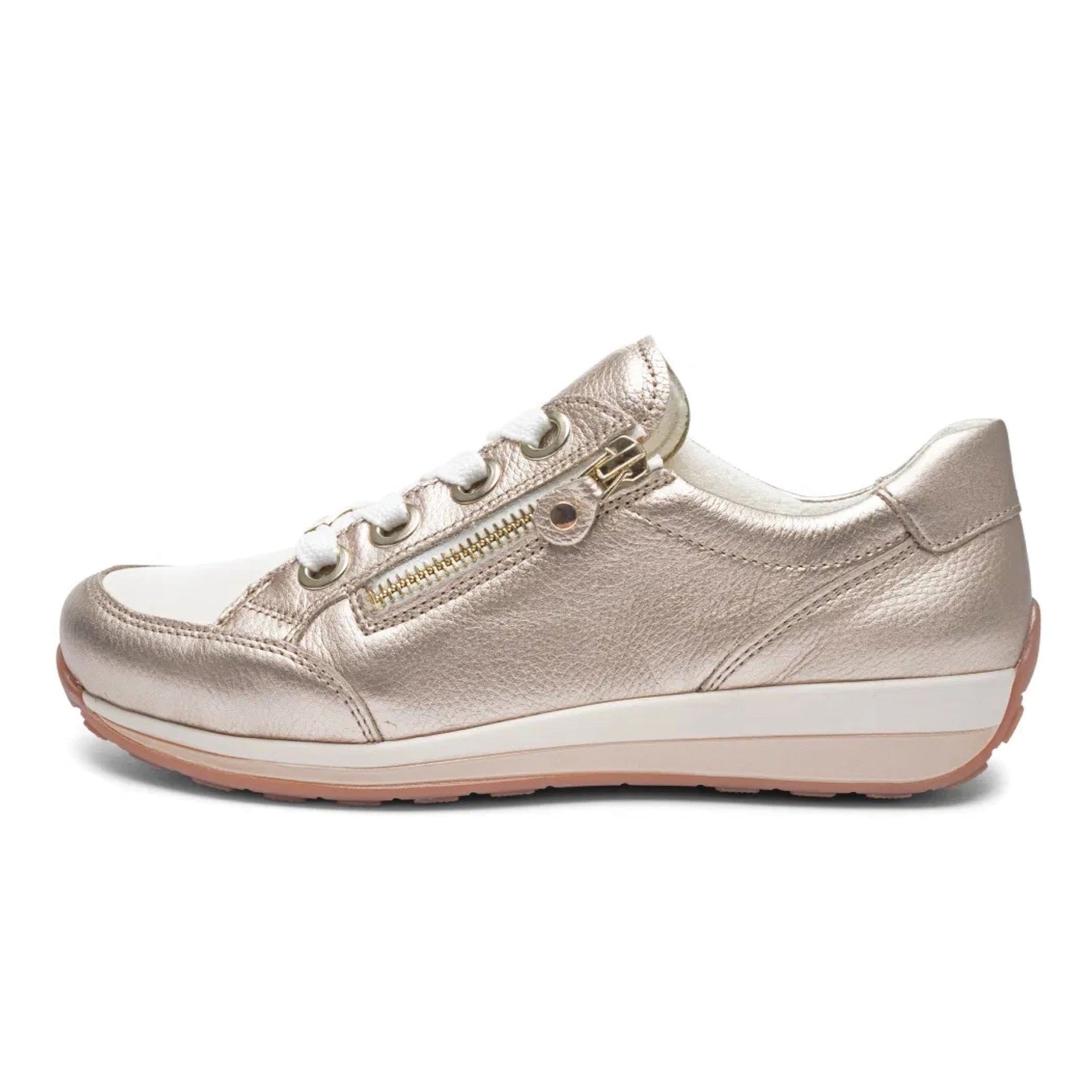 Ara Ollie women walking shoe sand metallic cream side 44587