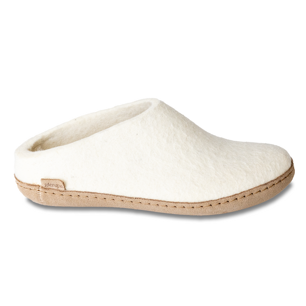 Glerups slipper suede sole white