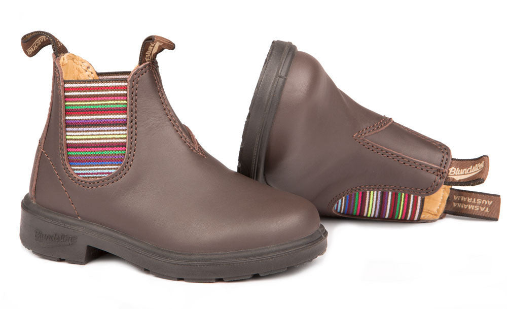 Blundstone #1413 - Blunnies Children's Boot (Brown/Striped Elastic - pair)