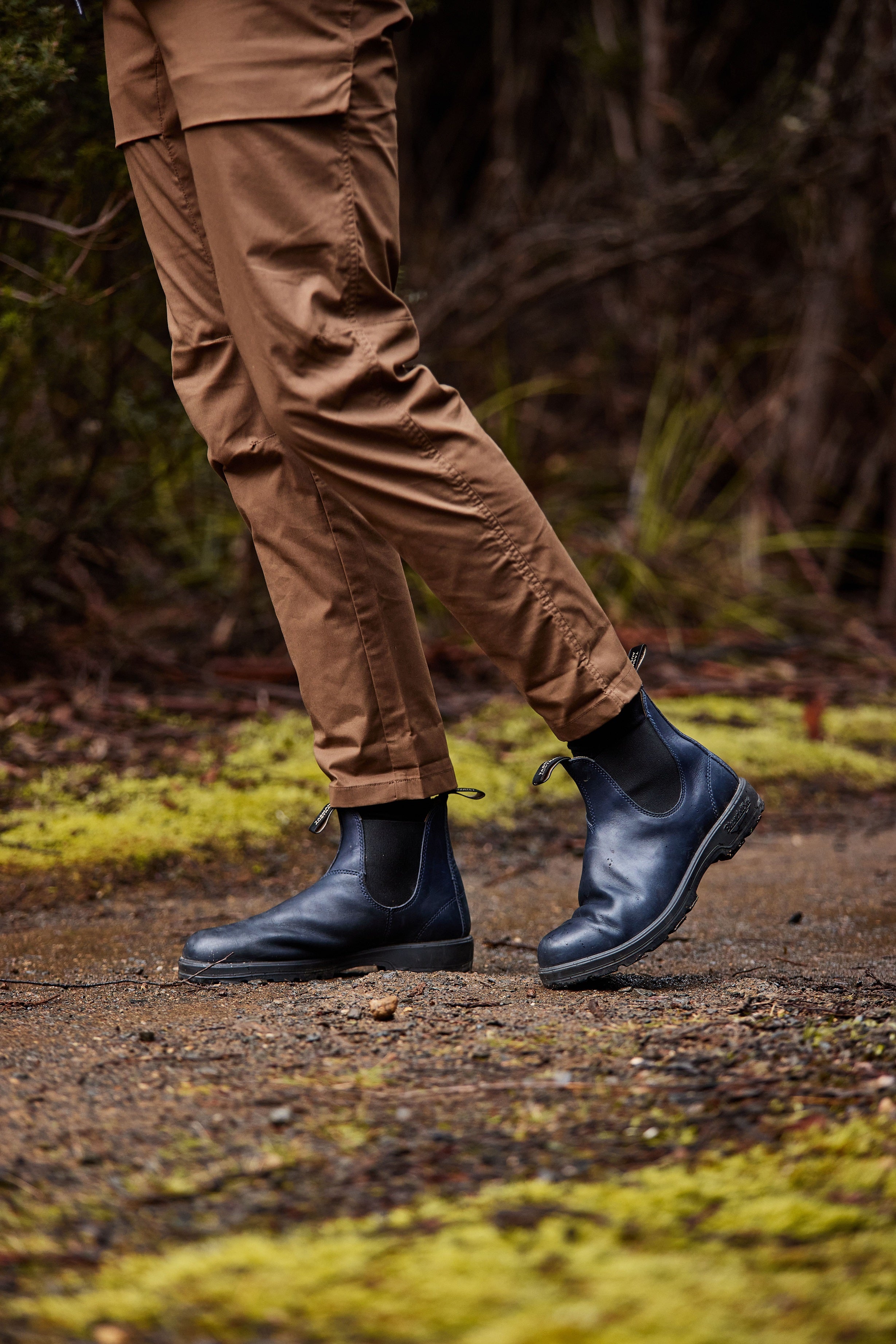 Brown blundstones with black pants sale