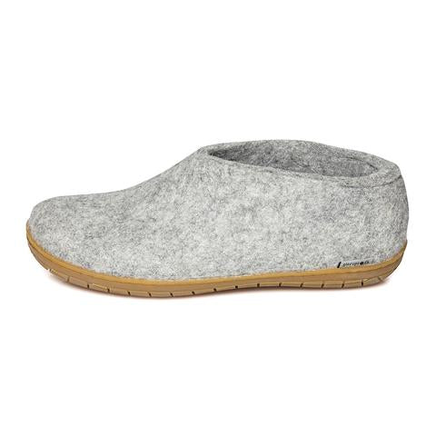 Glerups slipper shoe cut rubber sole light grey