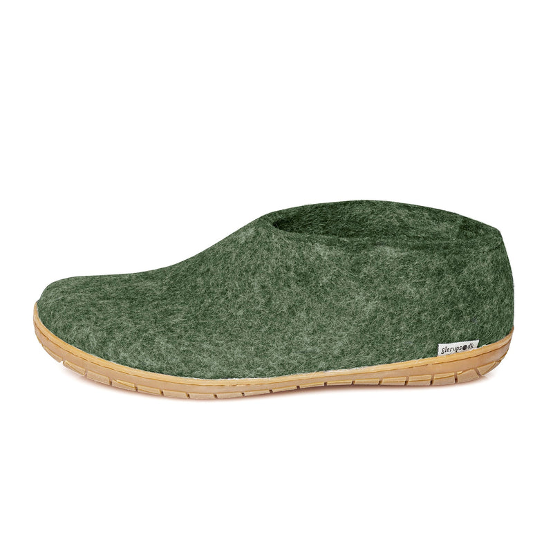 Glerups slipper shoe cut rubber sole forest green