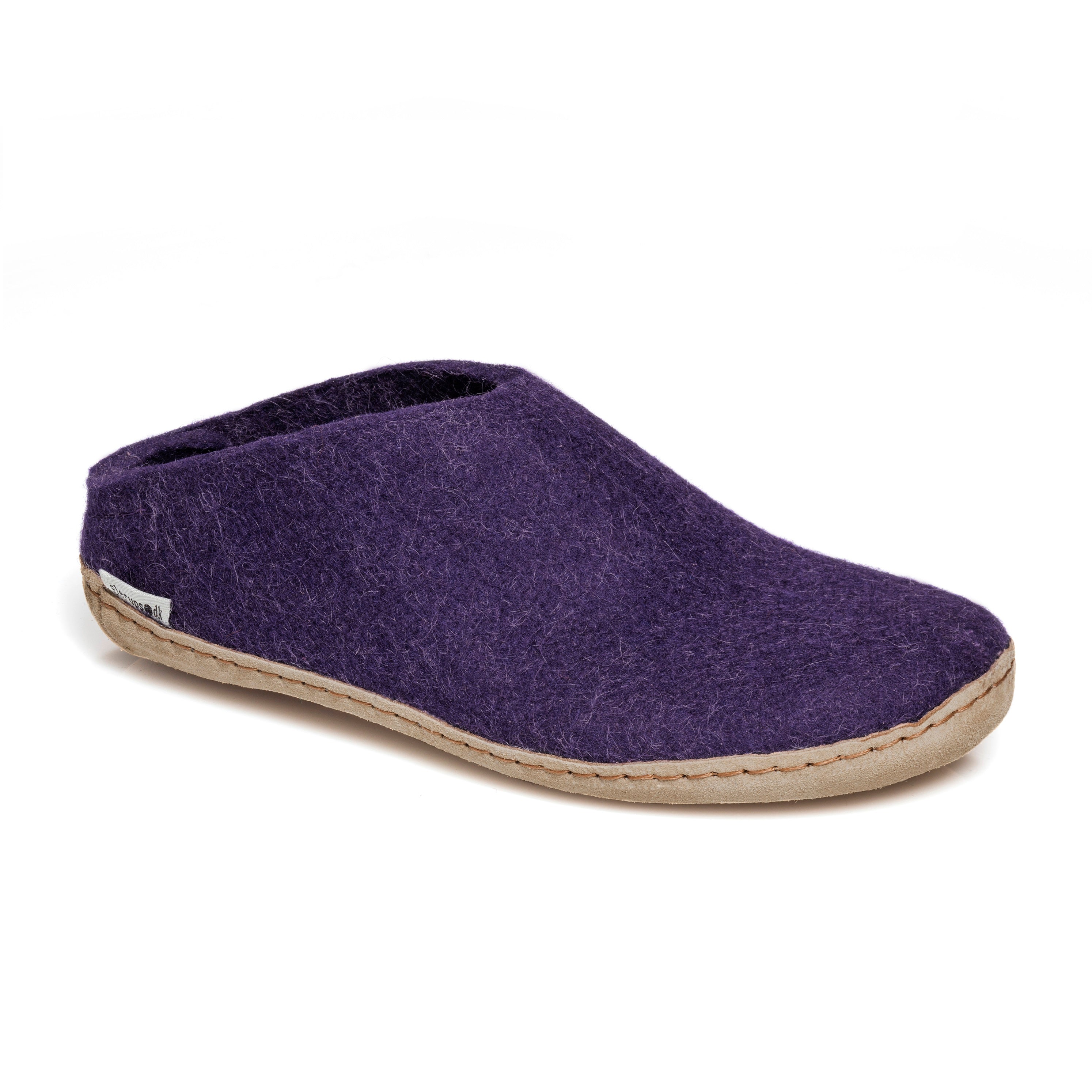 Glerups slipper slip-on leather sole purple