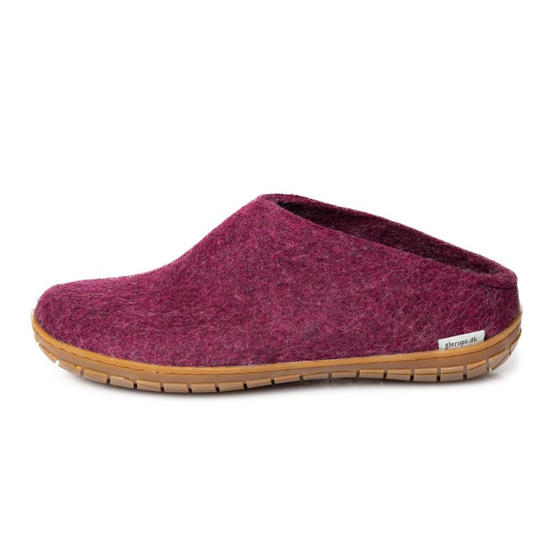 Glerups slipper slip-on rubber sole cranberry