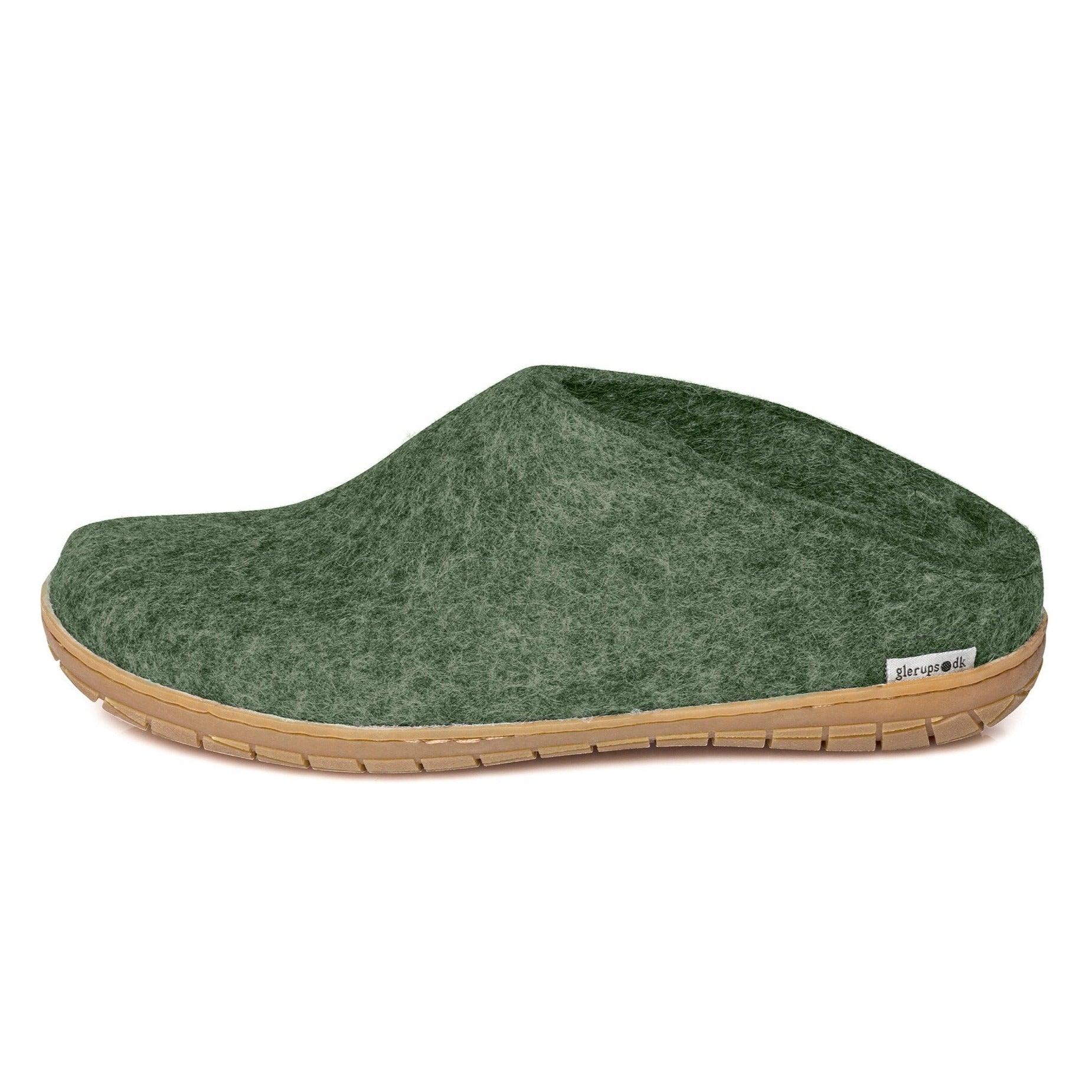 Glerups slipper slip-on rubber sole forest green