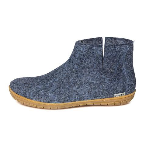 Glerups slipper ankle boot cut rubber sole denim blue