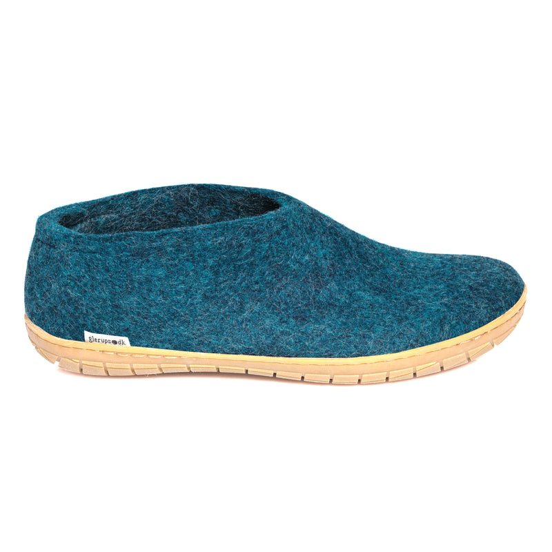 Glerups slipper shoe cut rubber sole petrol teal blue