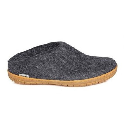 Glerups slipper slip-on rubber sole charcoal black