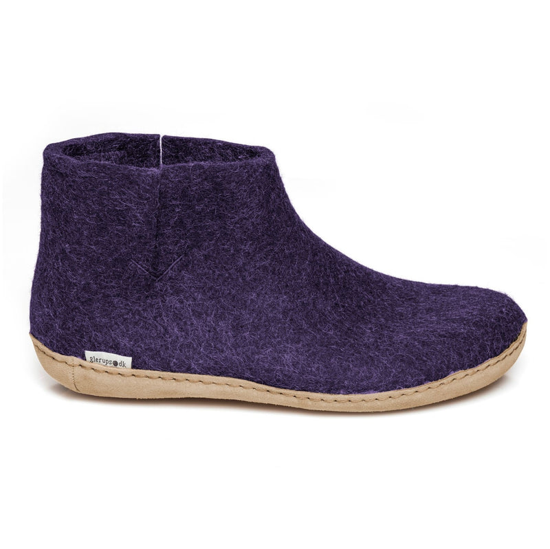Glerups slipper ankle boot cut leather sole purple