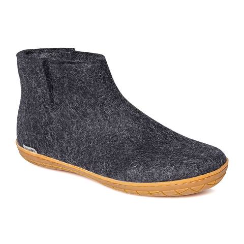 Glerups slipper ankle boot cut rubber sole charcoal black