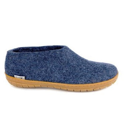 Glerups slipper shoe cut rubber sole denim blue