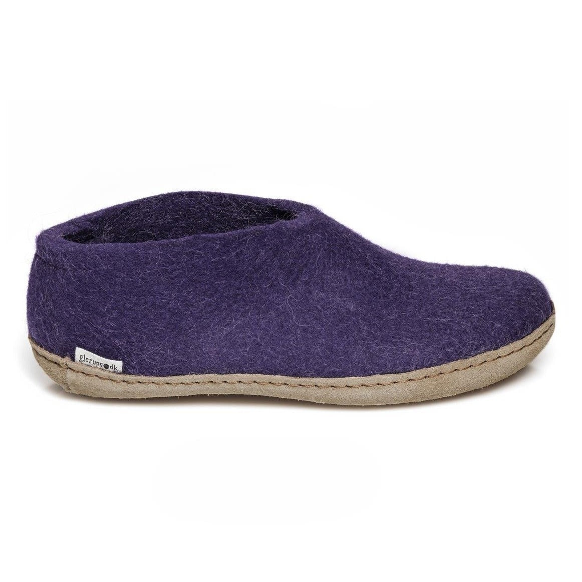 Glerups slipper shoe cut leather sole purple
