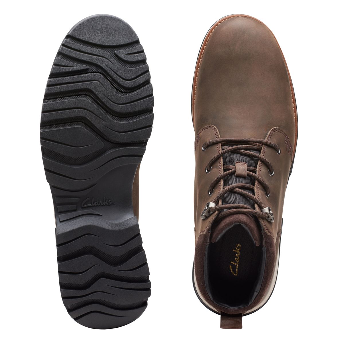 topton mid goretex men boot clarks dark brown top and bottom sole